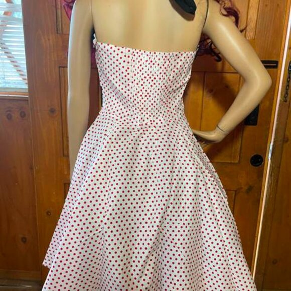 Women's Dress Retro Vintage Swing 1950's halter mini polkadot print - Picture 5 of 5